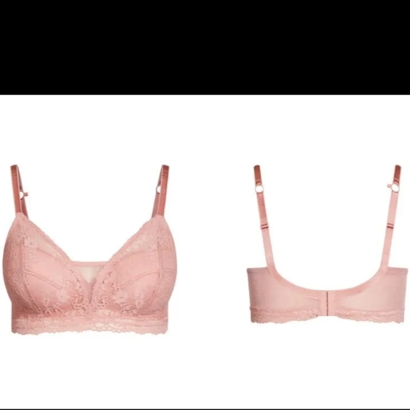 Hips & Curves Bra 46DDD Rose Pink Lace Wire Free Adjustable Straps Convertible - Picture 2 of 7